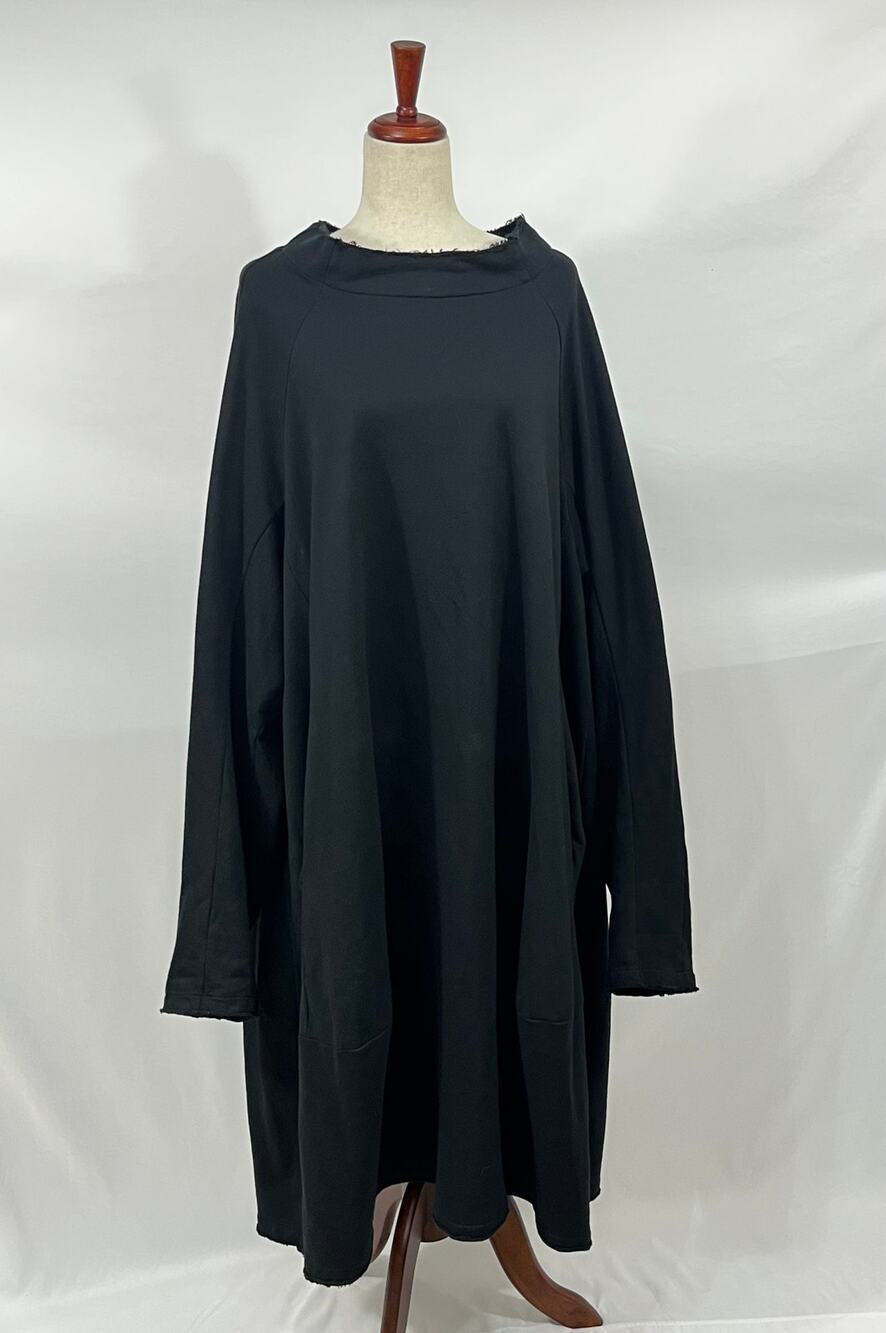 RUNDHOLZ Black Label Sz M Medium Cotton Dress Black Midi Long Sleeve